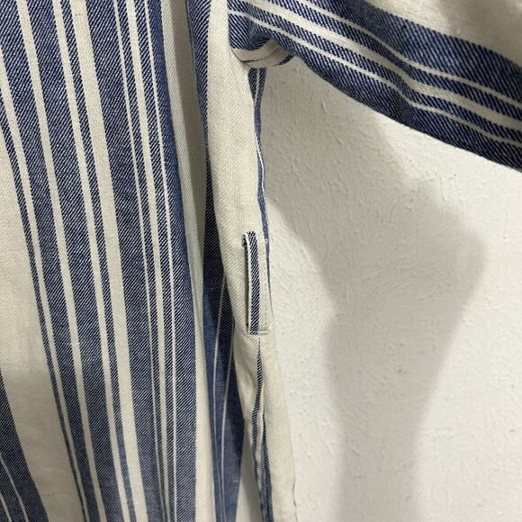 Elevenses Anthropologie North Channel Blue Striped Linen Blend Jacket Size S - Picture 13 of 14